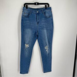 Shein Curve Women’s High Rise Skinny Leg Distressed Jeans size 1XL